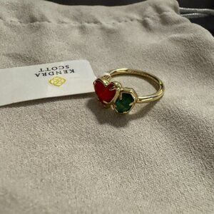 Kendra Scott Color Bar Ari Heart and Emilie Band Ring in Gold, Size 8